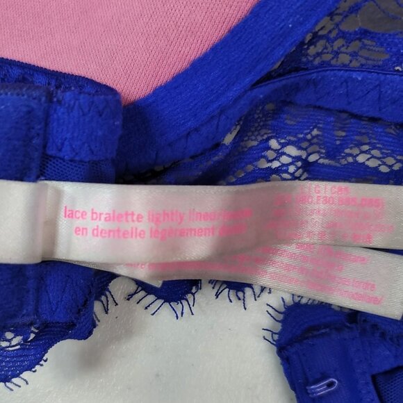 Victoria's Secret PINK Lace Bralette Bra Blue Large C Lightly Lined Underwire - Picture 10 of 12